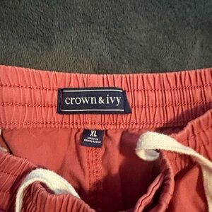 crown & ivy Coral Elastic Drawstring Shorts